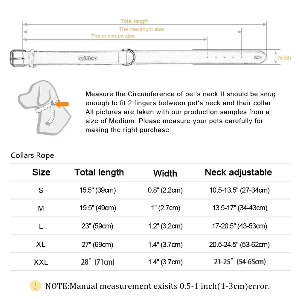 Personalized Leather Name Tag Dog Collar With Custom Text