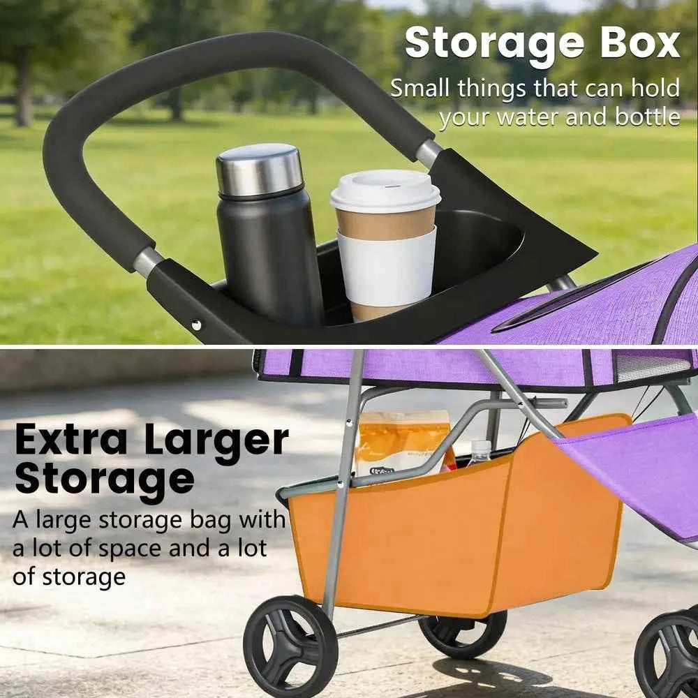 3 Wheels Pet Stroller Dog Cat Cage Jogger Stroller or Medium Small Dogs Cats olding Travel Carrier with Cup Holder, Waterproo De
