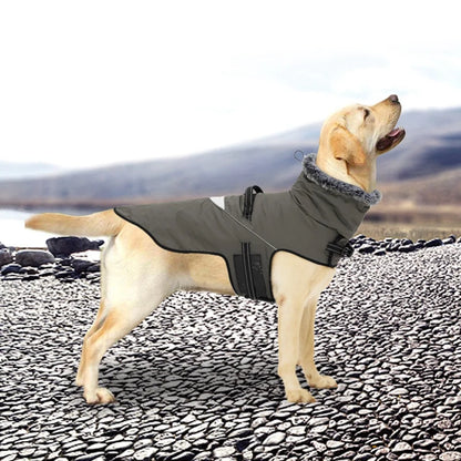 Winter Dog Jacket Puppy Warm Coat With Harness for Small Large Dogs Fur Collar Clothes Waterproof Labrador French Bulldog Outfit