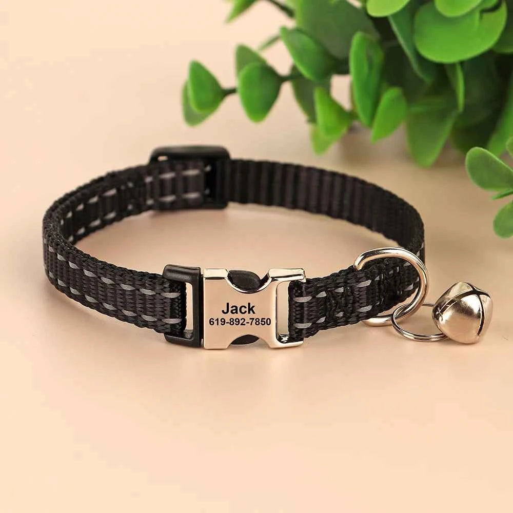 Free personalized kitten collar, engraved with pet dog's name, anti-lost, suitable for cats and small dogs, adjustable