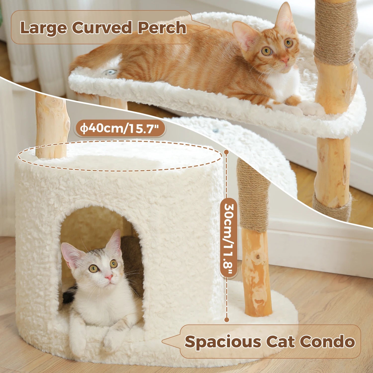 PAWZ Road Cat Tree Tower With Natural Wood Scratching Posts