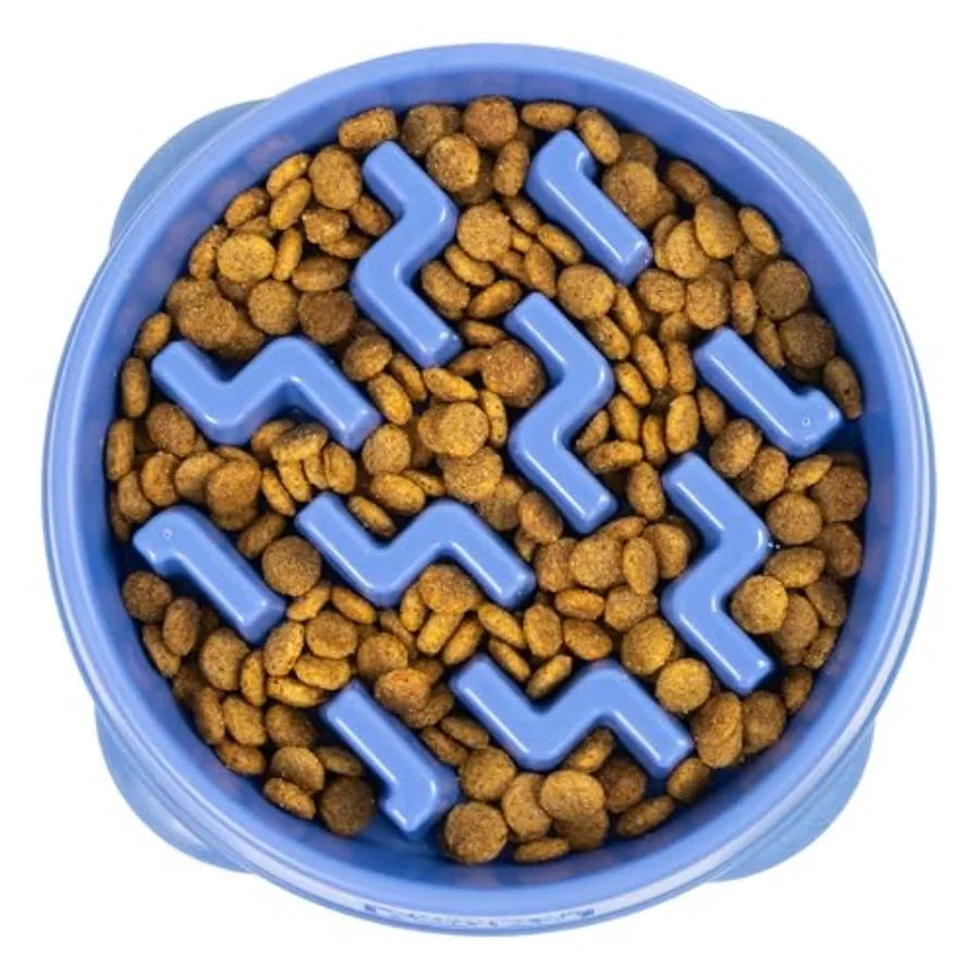 Fun Feeder Slo Bowl 4‑Cup Capacity, Slow Feeding, to Dogs, Non‑Slip,,Notch Pattern