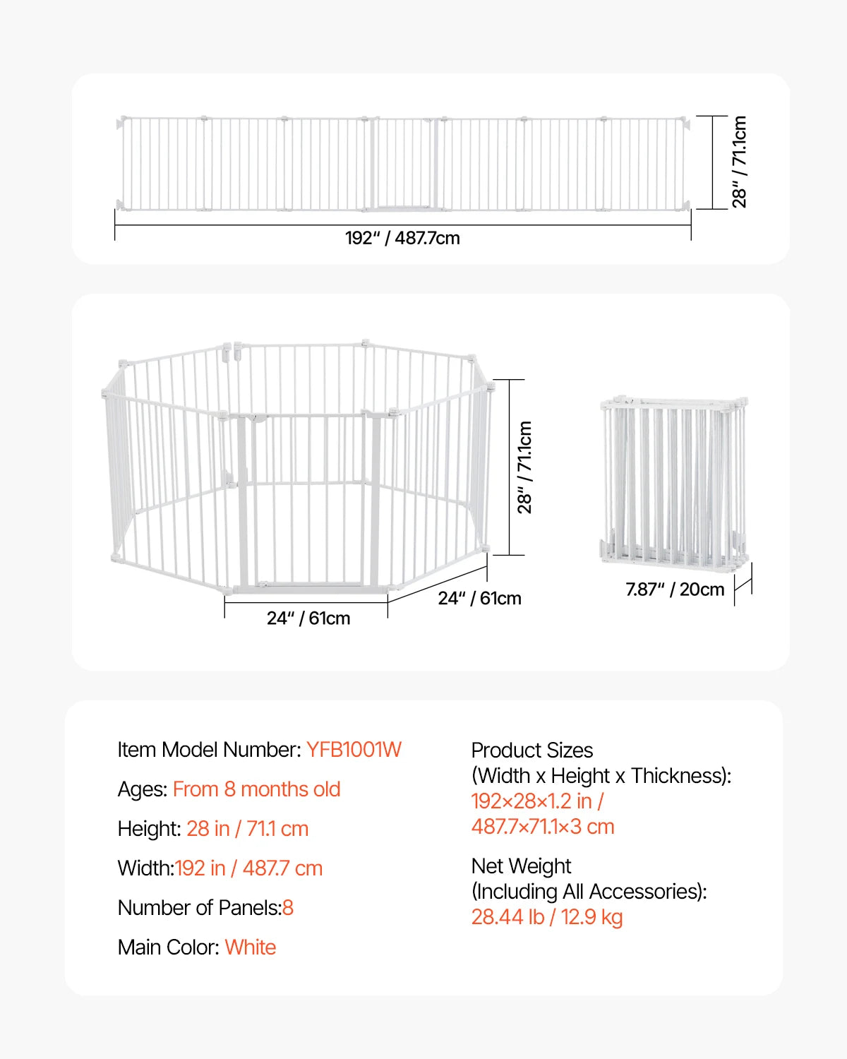 SucceBuy Baby Gate Walk Through for Dogs and Kids