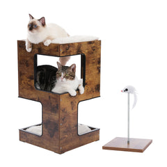 PAWZ Road Wood Cat Condo House Modern Cat Tree Pad