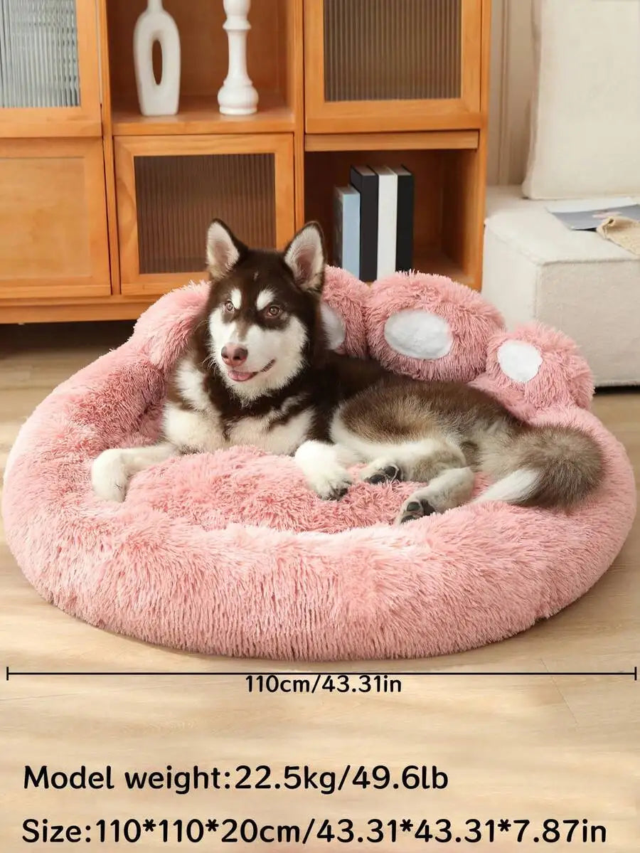 1 piece of bear paw-shaped plush pet bed, warm, breathable, and lined with plush, suitable for cats and dogs of all sizes to sleep deeply and safely on, for use in all seasons