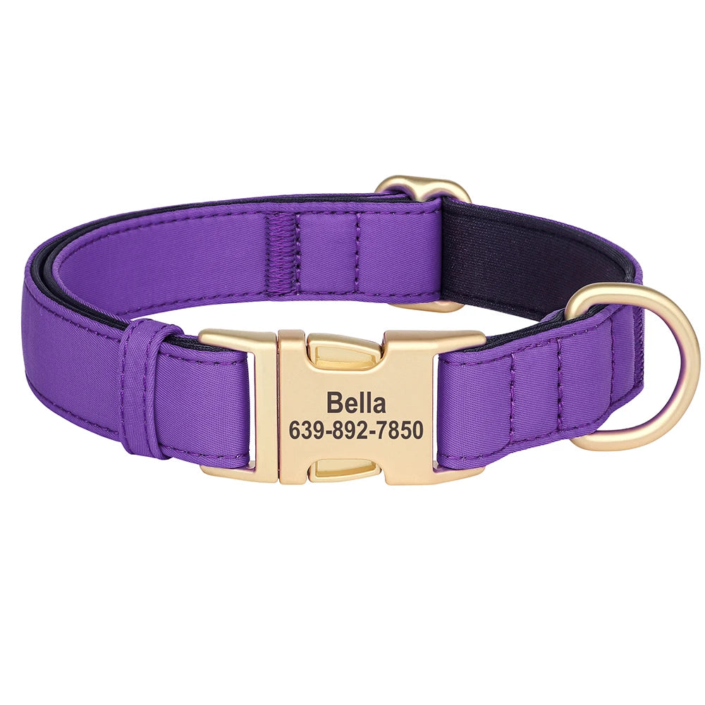 NONECN Personalized Waterproof Nylon Dog Collar Padded Engraved