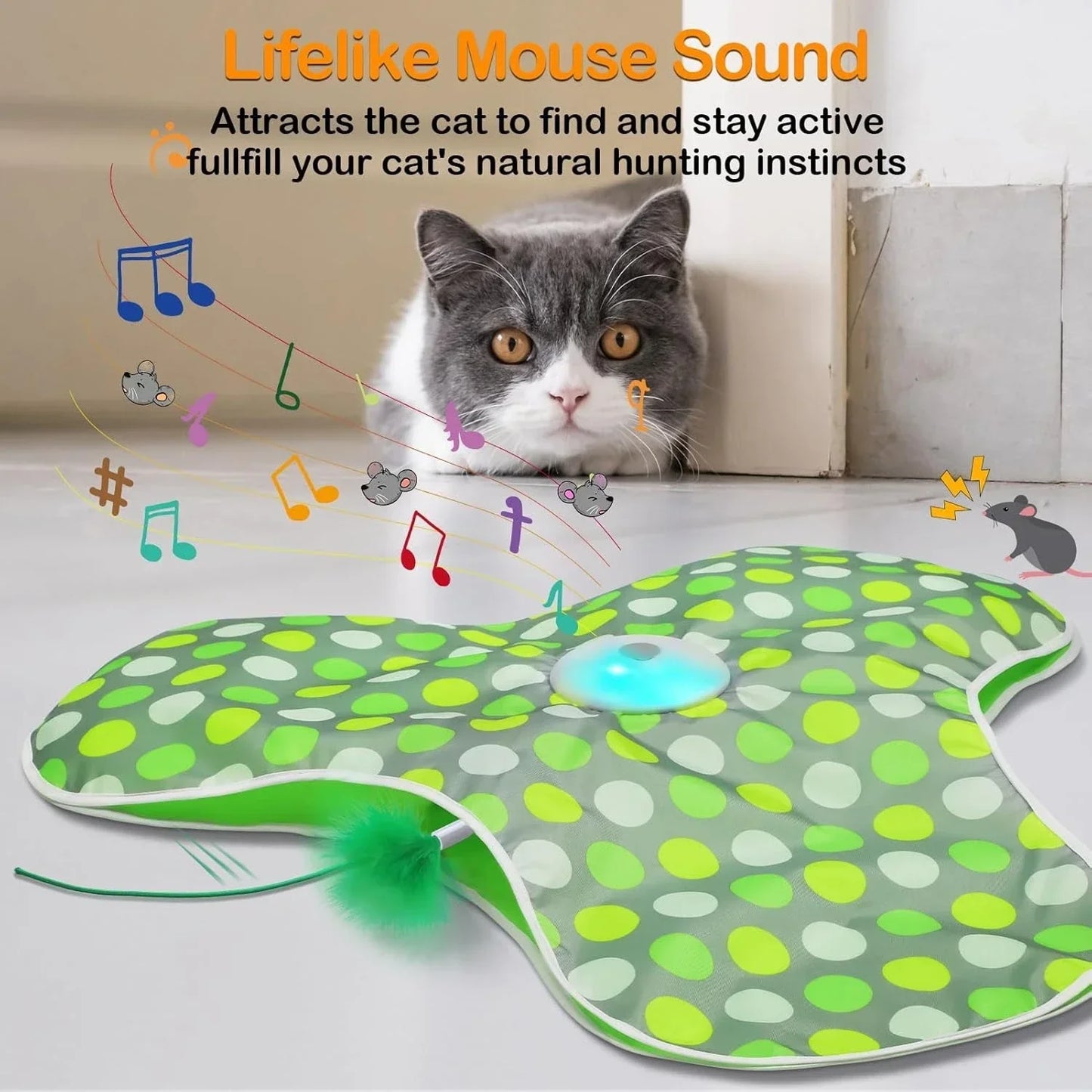 Smart Interactive Hide And Seek Cat Toy With Squeaky Mouse