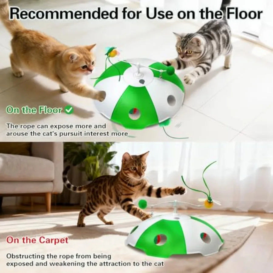 Rechargeable Interactive Cat Toy With Touch Activation Moving Feather Chirping
