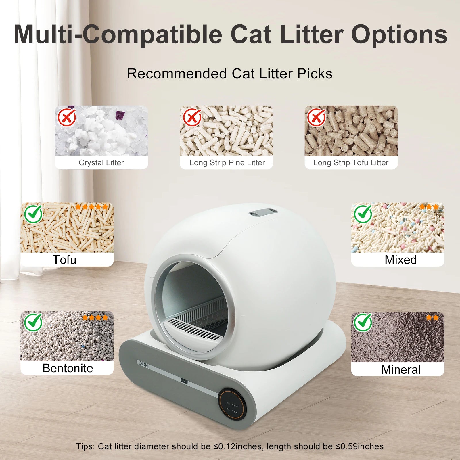 DOEL Self Cleaning Cat Litter Box With App Control WiFi