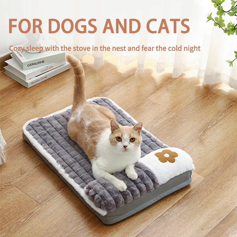 Thickened Dog Bed Removable Winter Super Warm Washable Dog Mat Deep Sleep Fluff Bed for Small Medium Large Dogs Cats Pillow