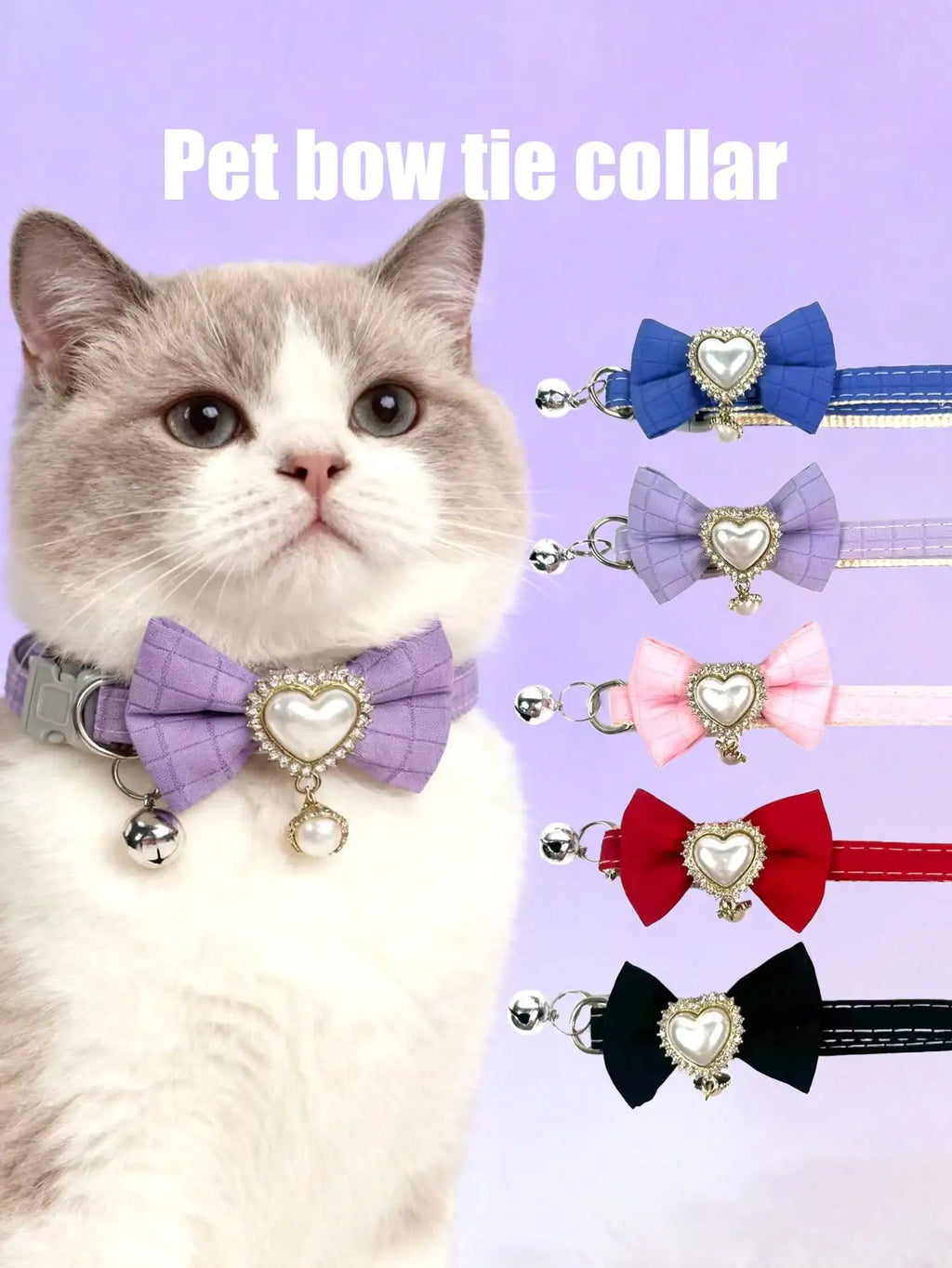 Silicone Bow Tie Pet Collar, Adjustable For Cat And Dog
