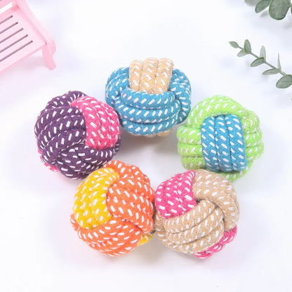 VZZ Interactive Cotton Rope Mini Dog Toy Ball Chew