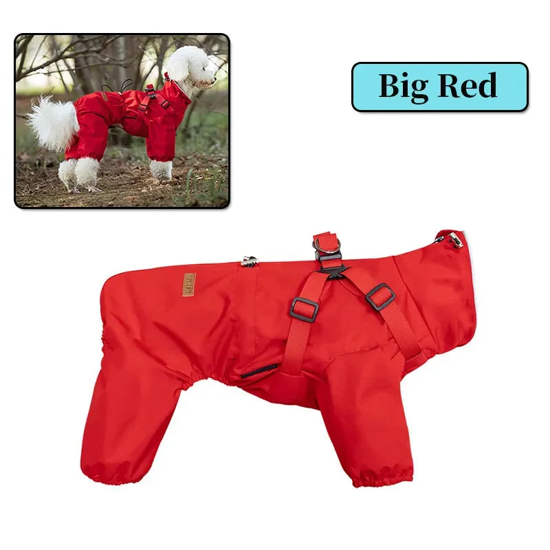 NONE Dog Raincoat With Harness Waterproof Jacket Reflective