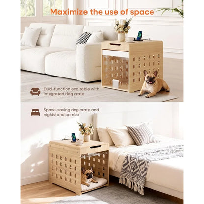 Modern Dog Crate Furniture Charging Station For Small Medium Dogs