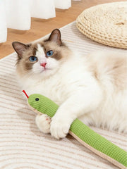 Soft Linen Cat Snake Rattle Stick Plush Interactive Toy