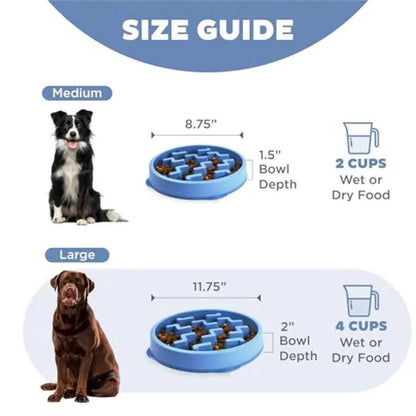 Fun Feeder Slo Bowl 4‑Cup Capacity, Slow Feeding, to Dogs, Non‑Slip,,Notch Pattern