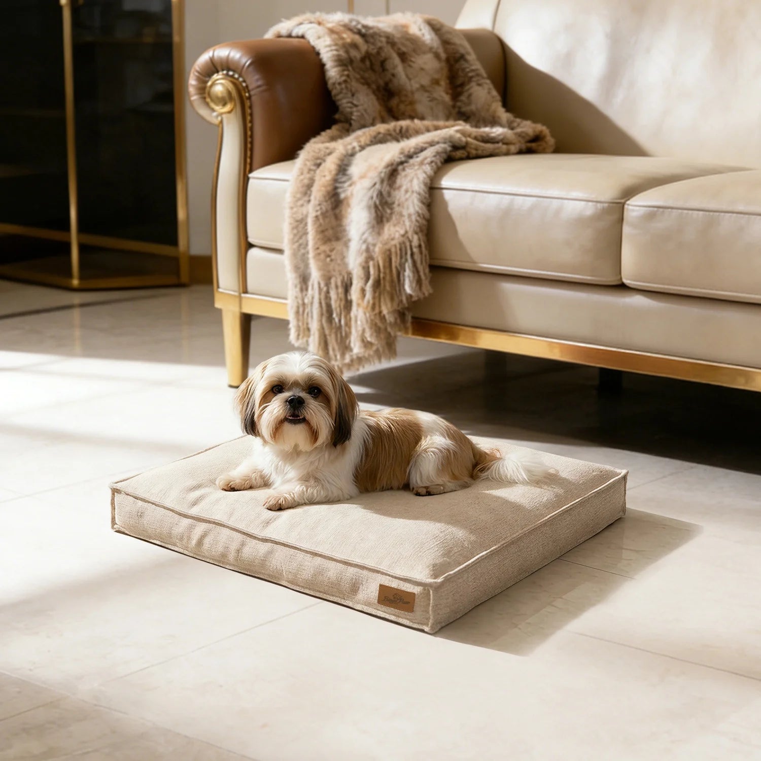 M/L/XL/2XL Dog Beds Cozy Cushion for Medium Large Dogs Rectangular Pet Bed Sleep Mat with Linen Cover Foam Base Waterproof Lining