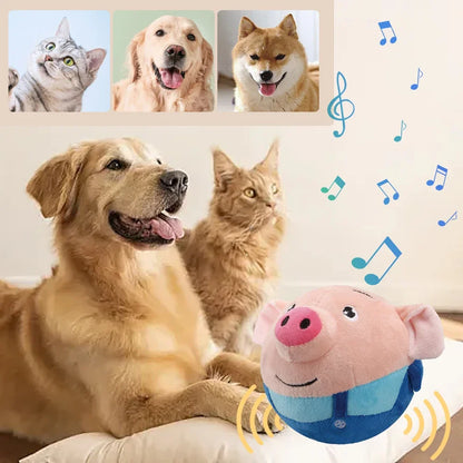 APWIKOGER Plush Automatic Bouncing Interactive Dog Toy Self Moving Squeaky