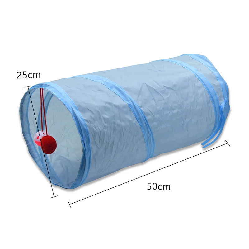 Foldable Cat Tunnel Tube Toy With Peep Hole Interactive Play