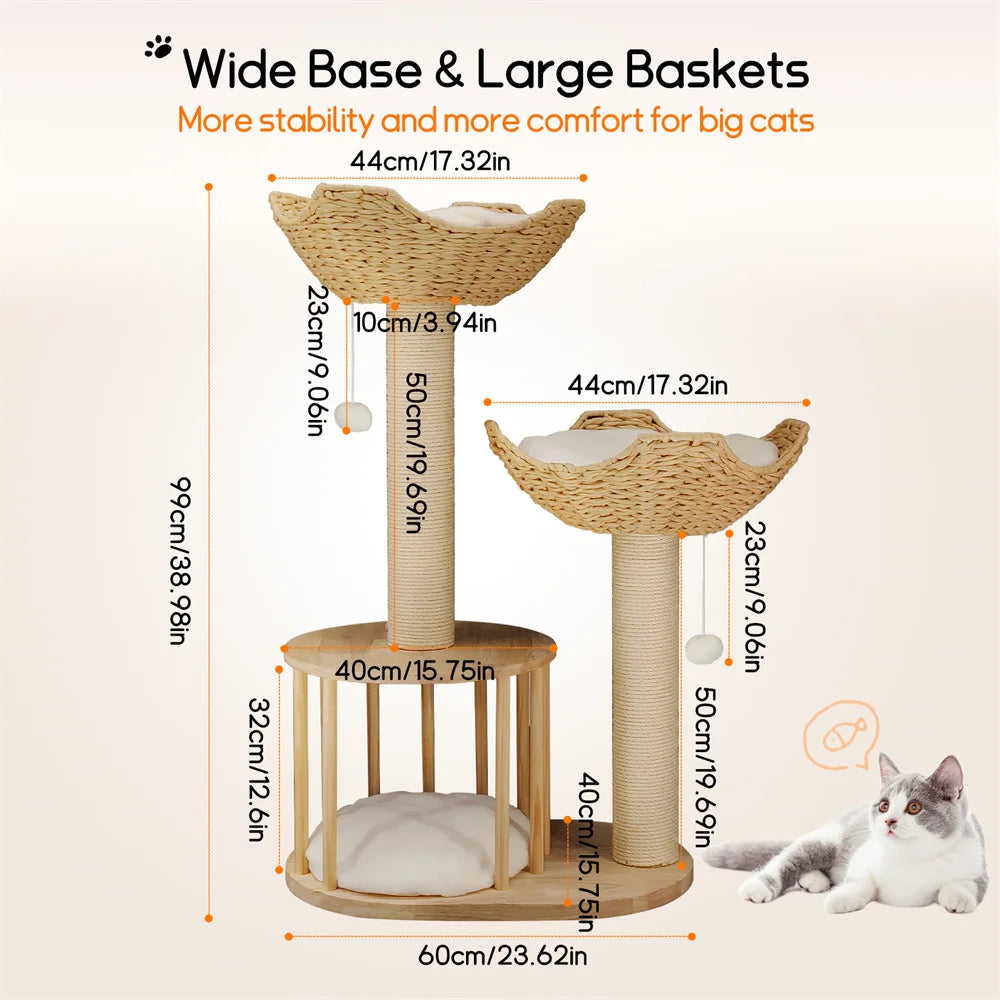 BORWARTCN Three Tier Cat Tree With Plush Napping Perches