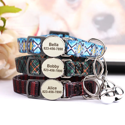 Free personalized kitten collar, engraved with pet dog's name, anti-lost, suitable for cats and small dogs, adjustable