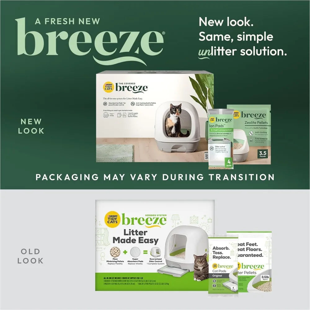 Tidy Cats Hooded Litter Box System Breeze Kit Pellets Pads