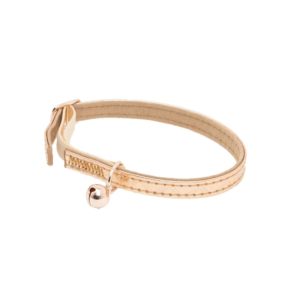 DUTRIEUX 2-Pack Textured Vegan Leather Breakaway Cat Collar Bell