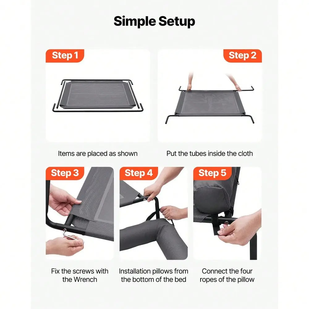 Portable Raised Dog Cot Bed With Washable Pillow Indoor Outdoor