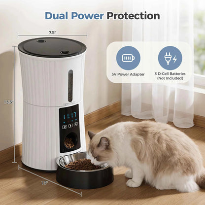 JHK 4L Automatic Cat Feeder WiFi Timed Cat Food Dispenser with APP Control Dual Power Supply Indoor Programmable Pet Feeder