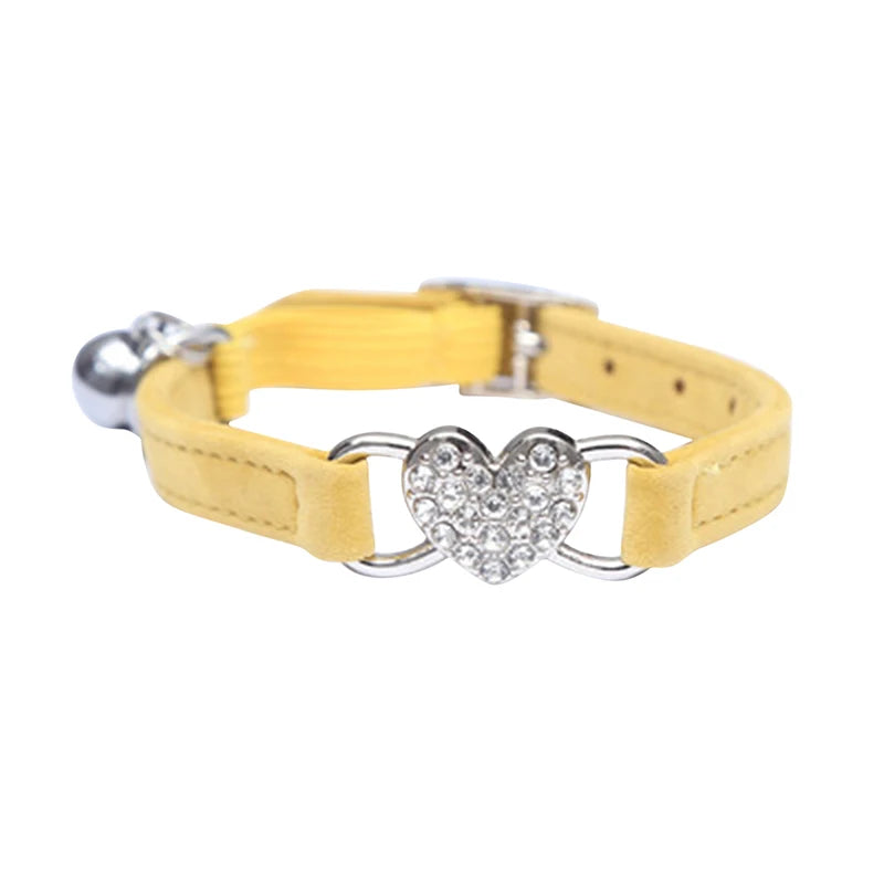 Noned Heart Charm Cat Collar With Bell And Soft Velvet