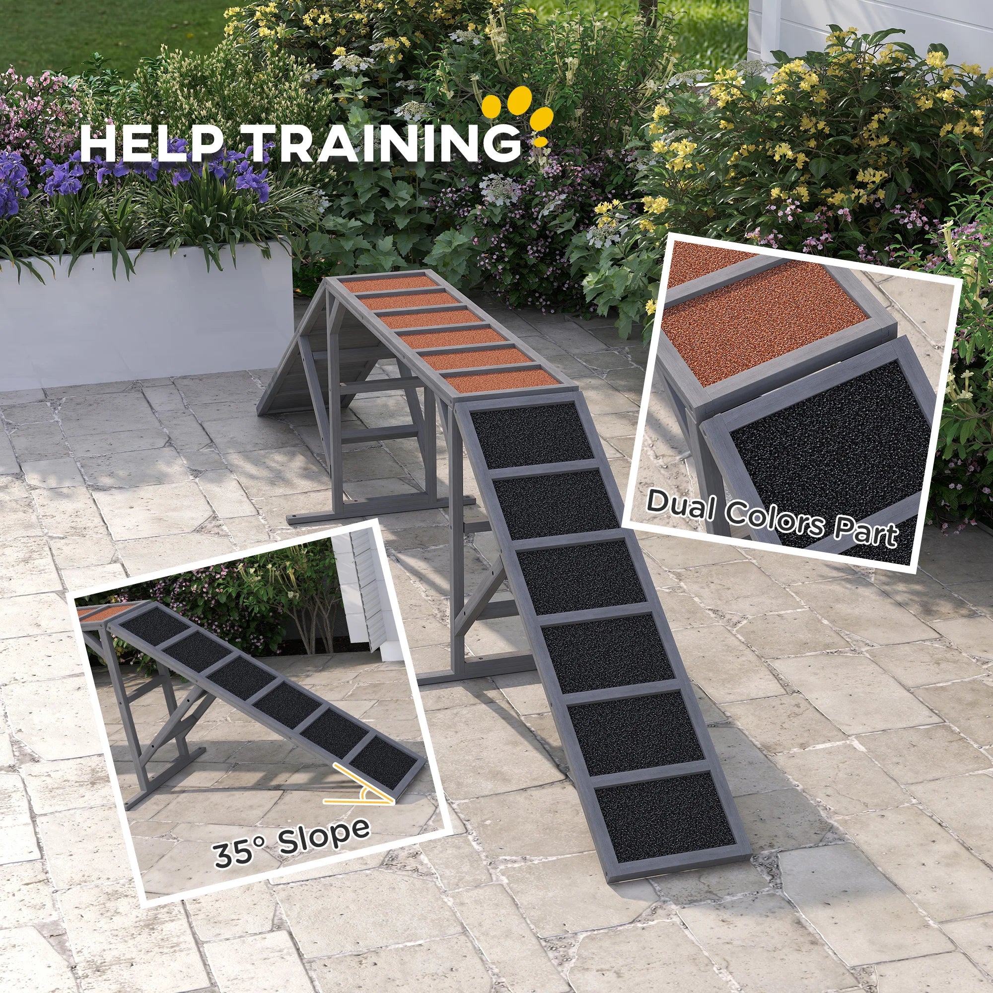 Dog Agility Ramp With Safety Bars And 35 Degree Slope