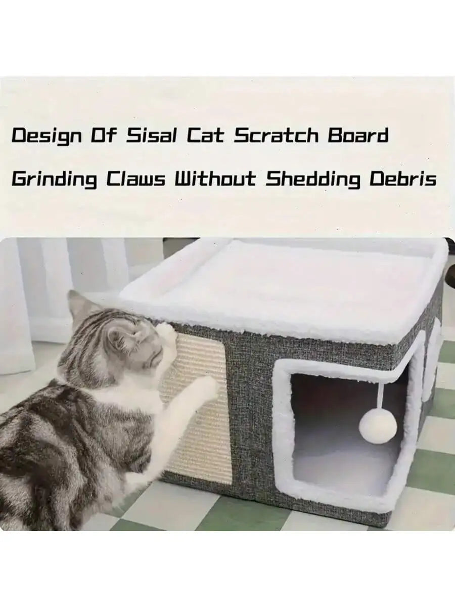 Multi Level Cat House With Foldable Play Cube Bed Tunnel