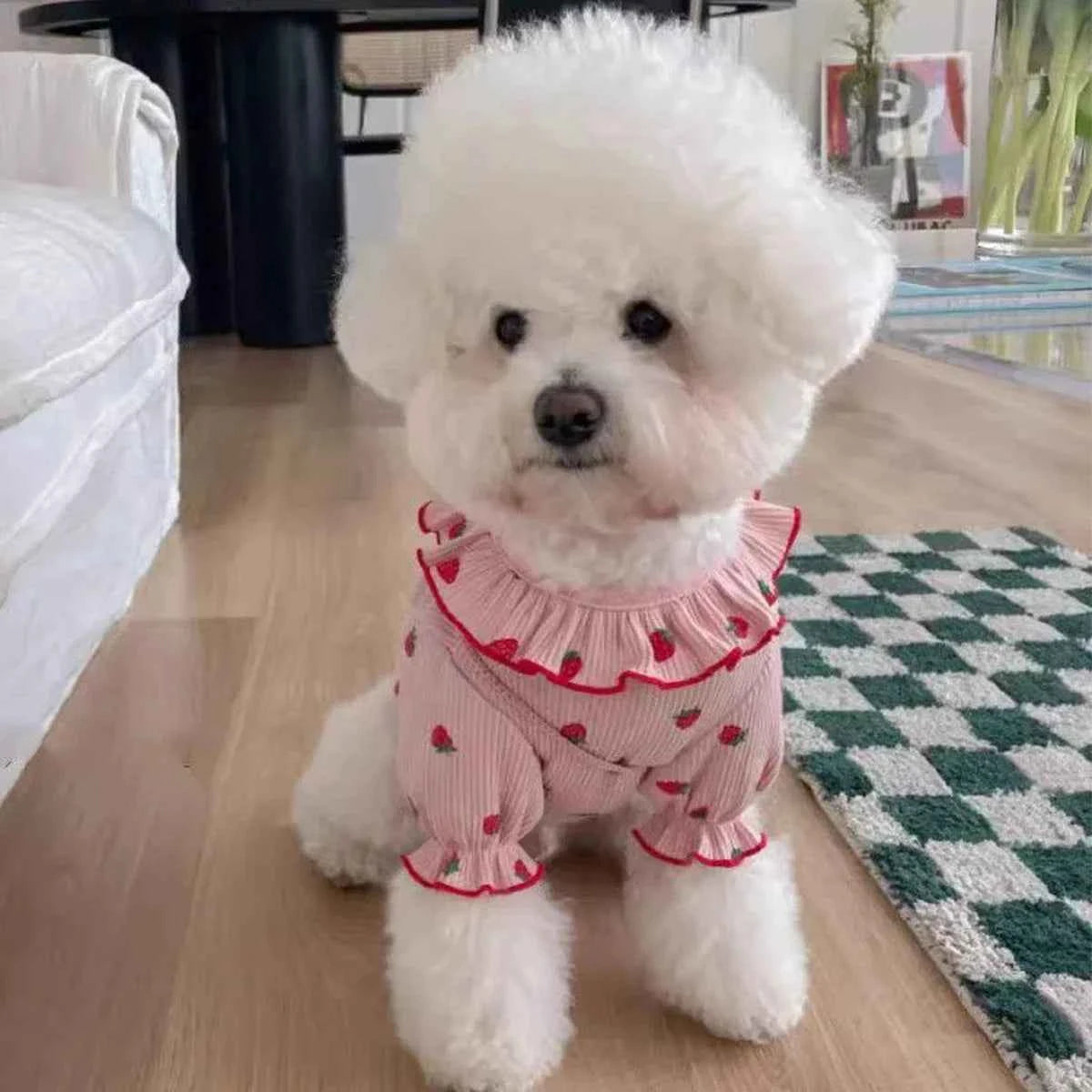 Summer Breathable Dog Vest Ruffled Collar Polyester Clothing For Pets