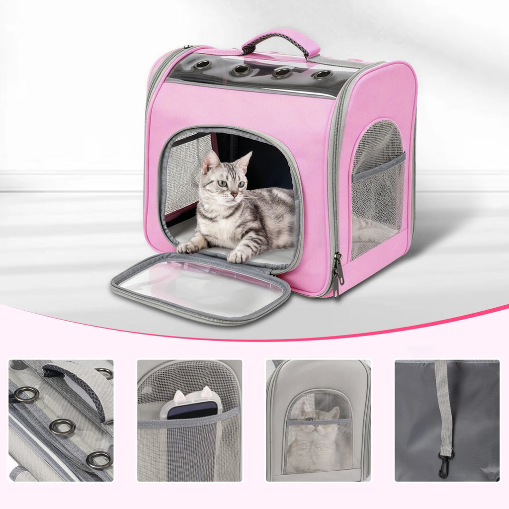Breathable Cat Backpack With Front Opening Mesh Window