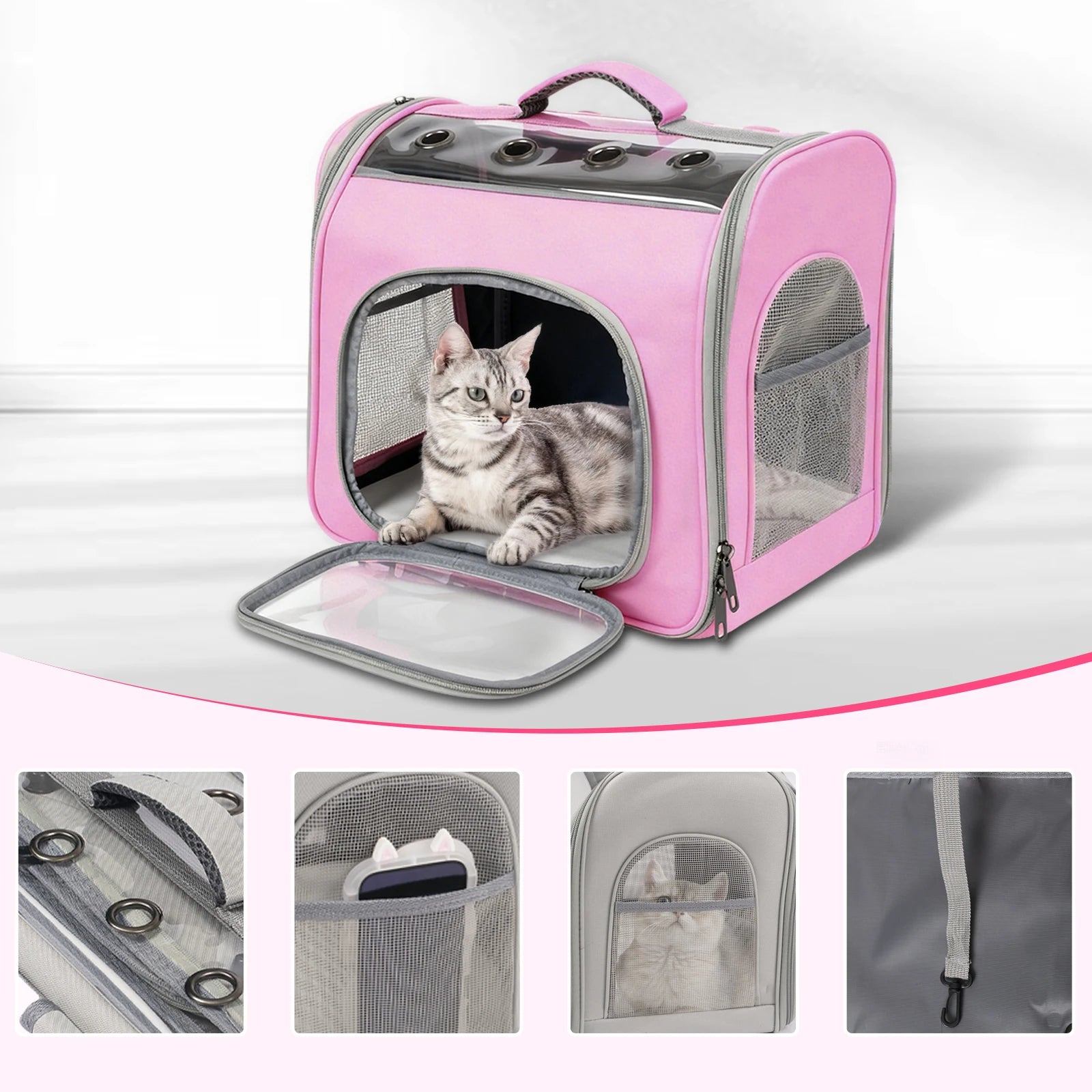 Breathable Cat Backpack With Front Opening Mesh Window