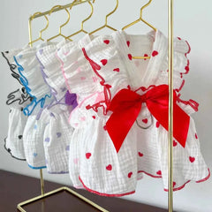 All Seasons Dog Cat Pet Dress Clothes Heart Design Fabric