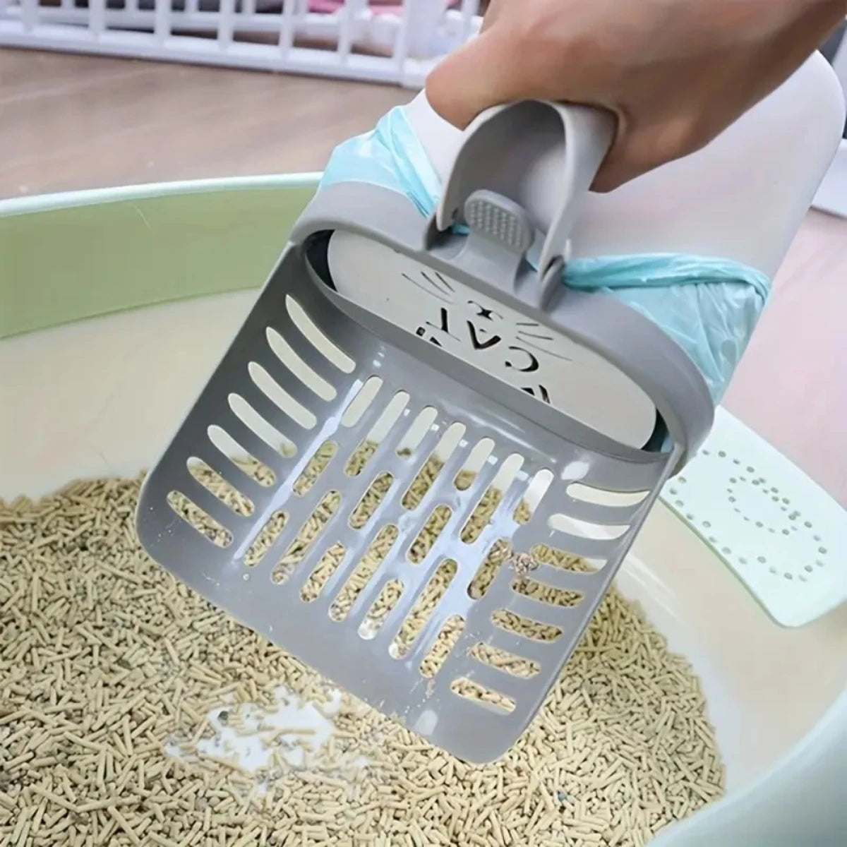 Cat Litter Scoop, Waste Bag Holder, Plastic Litter Box Cleaner, All Cat Breeds