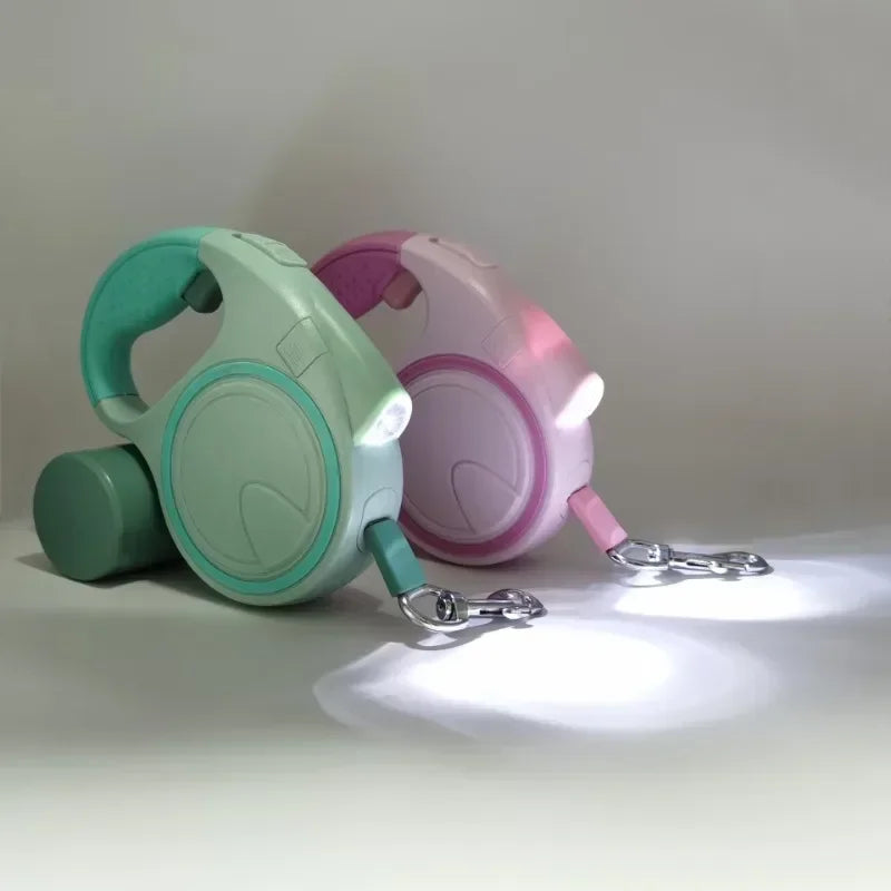 Retractable Led Dog Leash With Reflective Durable Dispenser