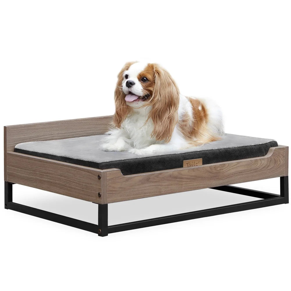 XMSJ Wooden Dog Bed With Orthopedic Foam Gel Mattress