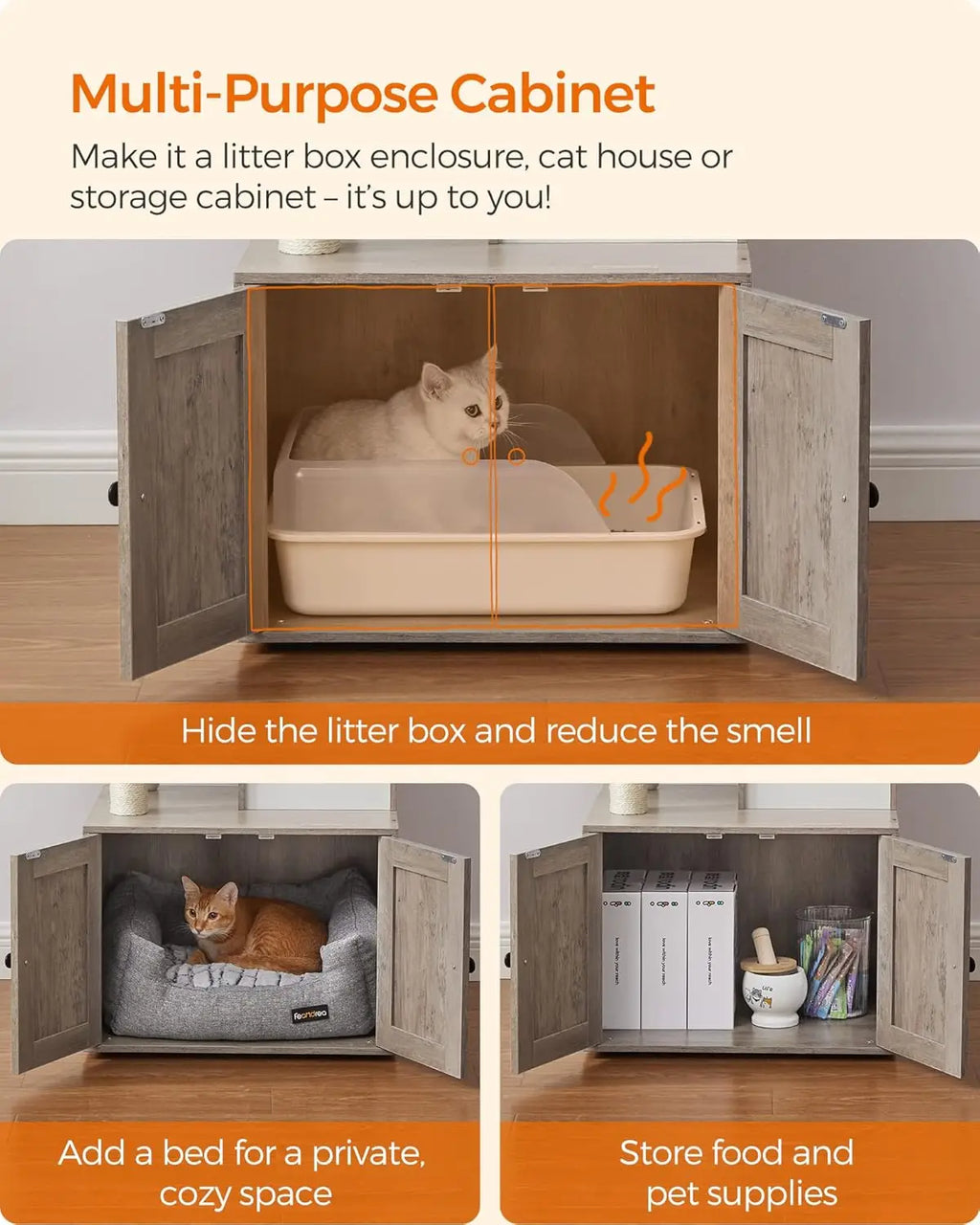 Feandrea Cat Tree With Litter Box Enclosure 2-In-1 Condo
