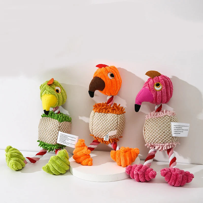 Plush Flamingo Squeaky Dog Toy For Small Dogs Chew Toy