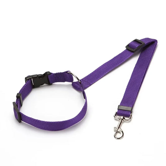 Two-In-One Pet Car Seat Belt Nylon Lead Leash Adjustable Durable