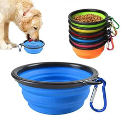 2026 Folding Portable Silicone Dog Feeder Bowl 2 In 1 Pet Dispenser Outdoor Travel Dog Cat With Carabiner Bottle Food Water Container