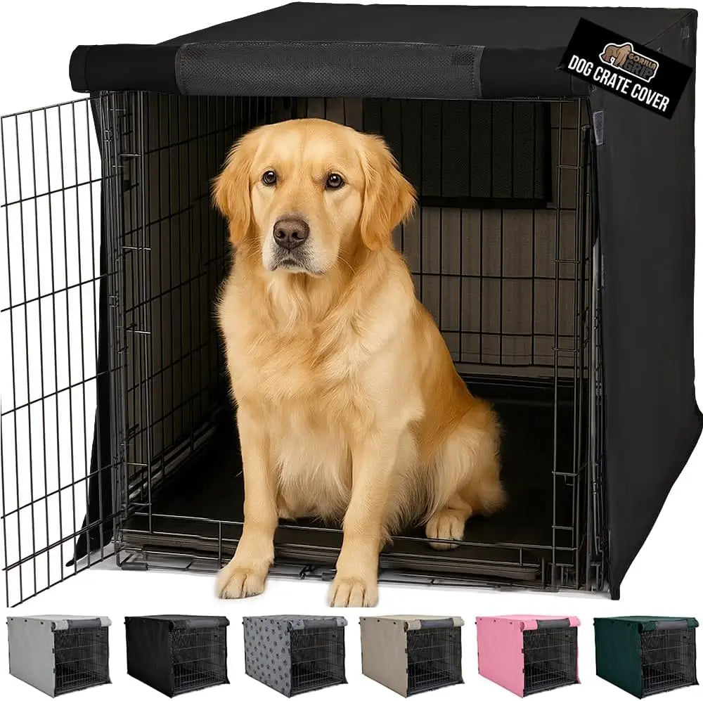 Durable Dog Crate Cover Breathable Mesh Windows All Sides Open