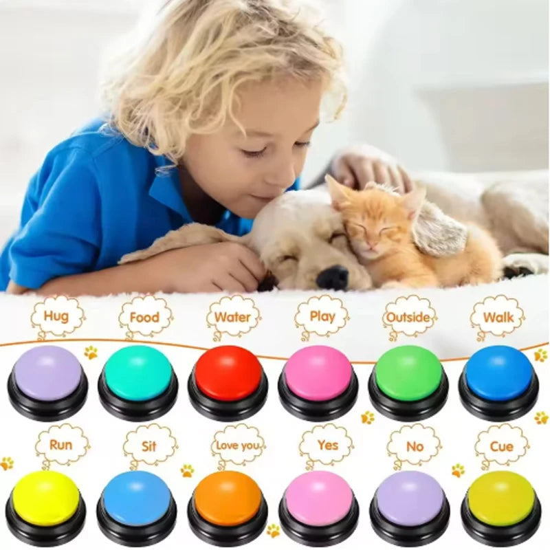 Dog Recordable Toys Talking Pet Buttons Squeaky Toy Starter Kit