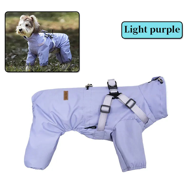 NONE Dog Raincoat With Harness Waterproof Jacket Reflective