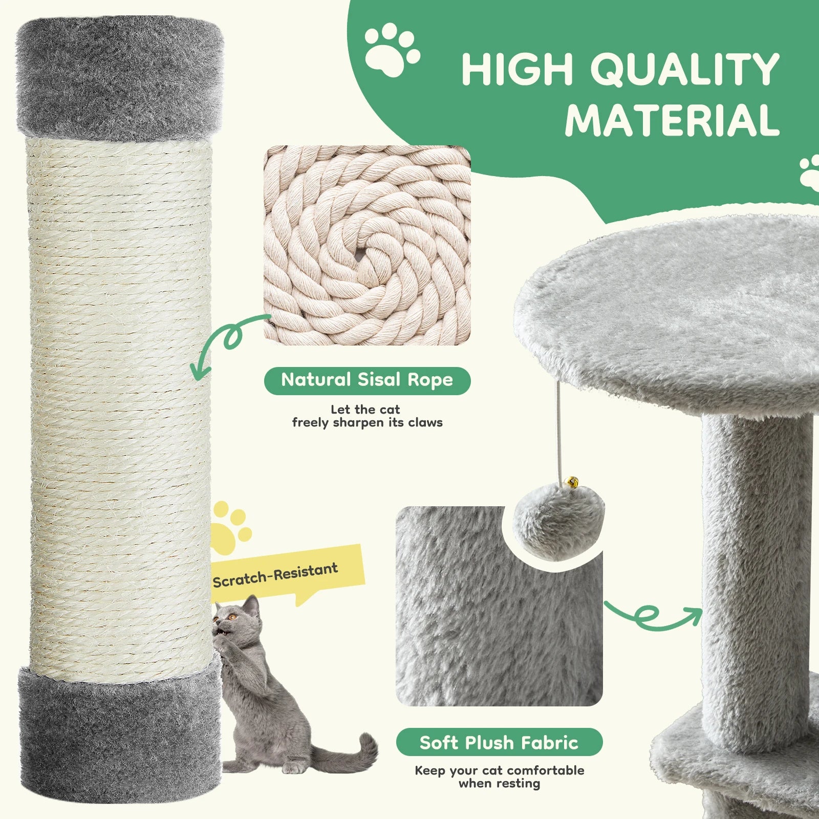 JHK Multi Cat Climbing Cat Tree Tower With Sisal Posts