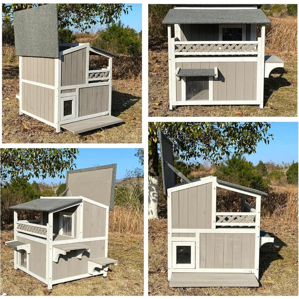 feral cat shelter outdoor weatherproof houses for cats two story wooden cat house outside feral cat house with balcony waterproo