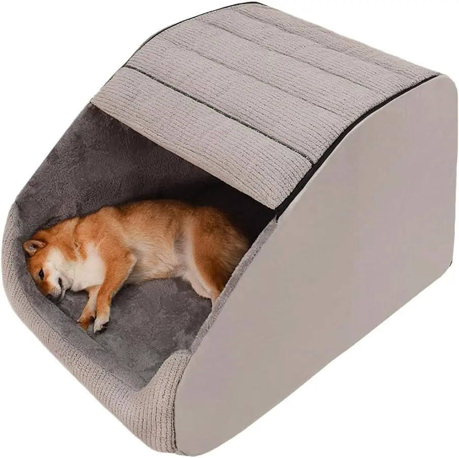 Cozy Plush Cave Dog Bedstead With Memory Foam Non Slip