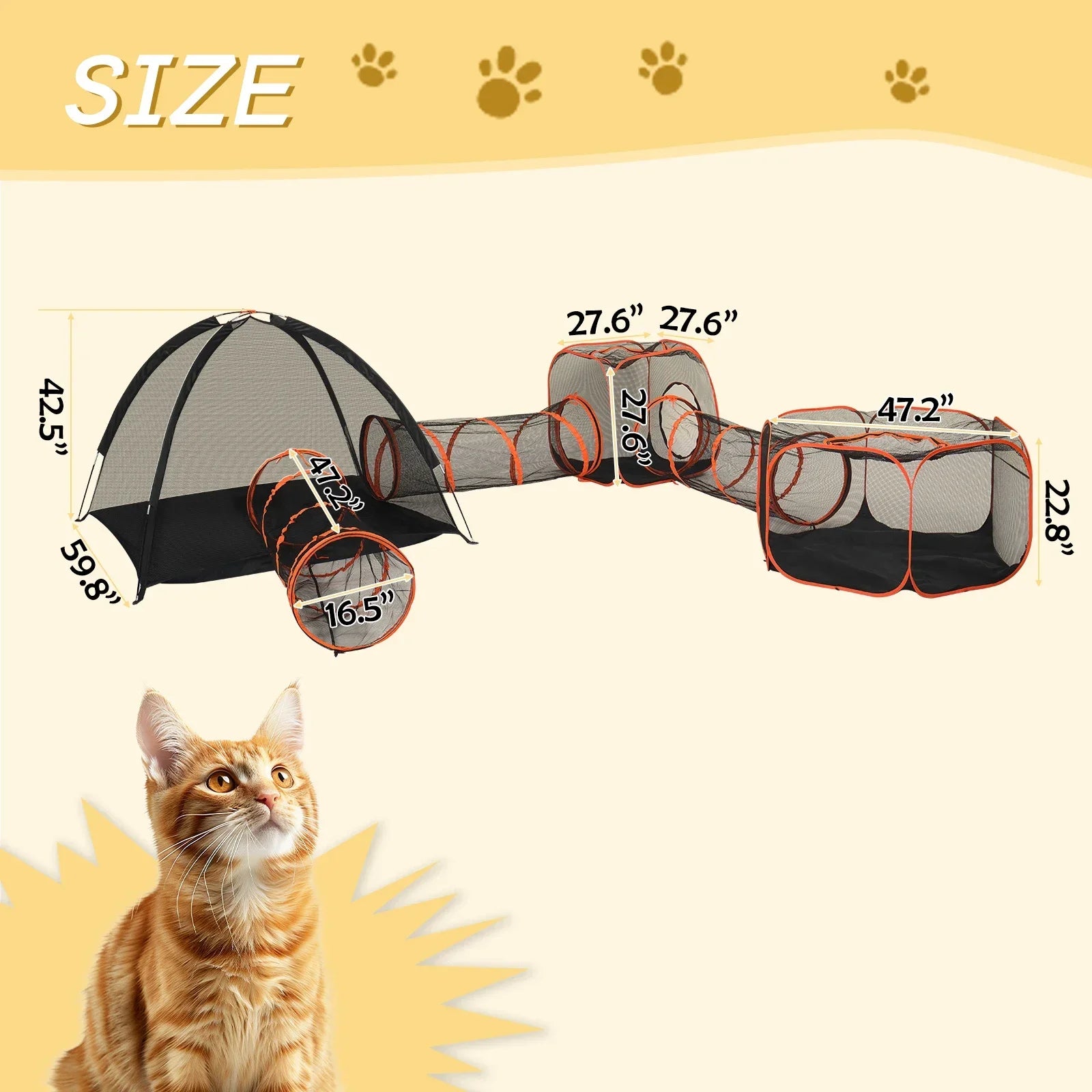 Outdoor Cat Enclosures Portable Play Tent With Tunnels